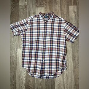 Ralph Lauren Short-Sleeve Plaid Button-Down Shirt - Navy, White, Red, Yellow